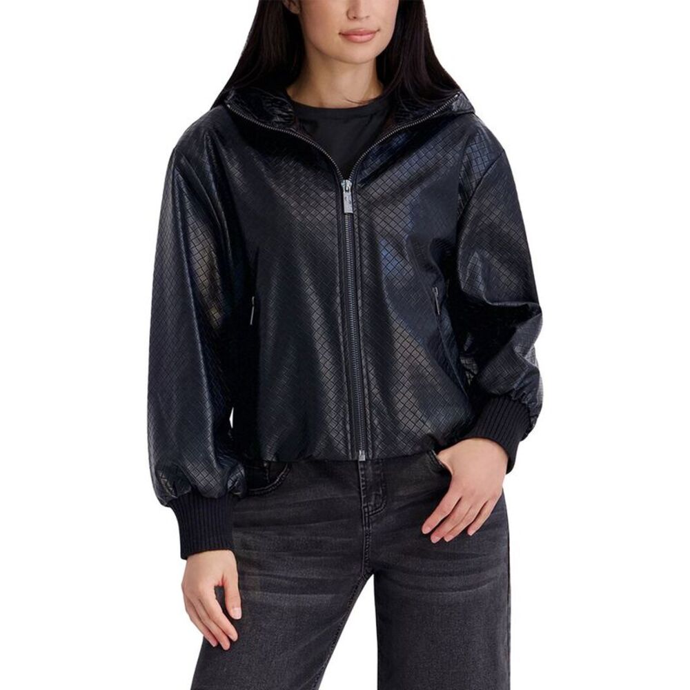 Kenneth Cole Womens  Faux Leather Jacket